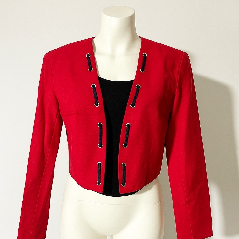 👉 Casual Corner Red Lace-Up Blazer Jacket – Women’s Size 14 Made in USA
